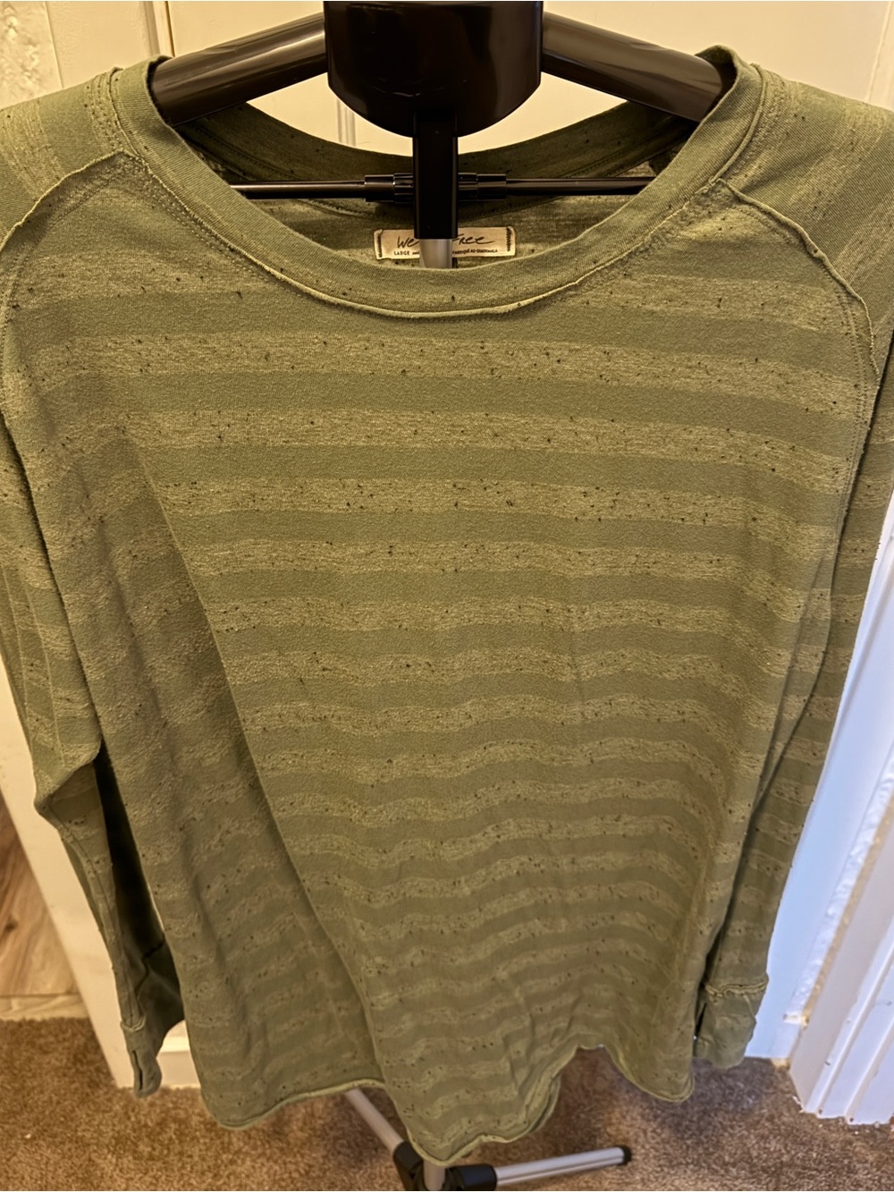 We the people Arden Washed Olive Green Striped Long-Sleeve Top